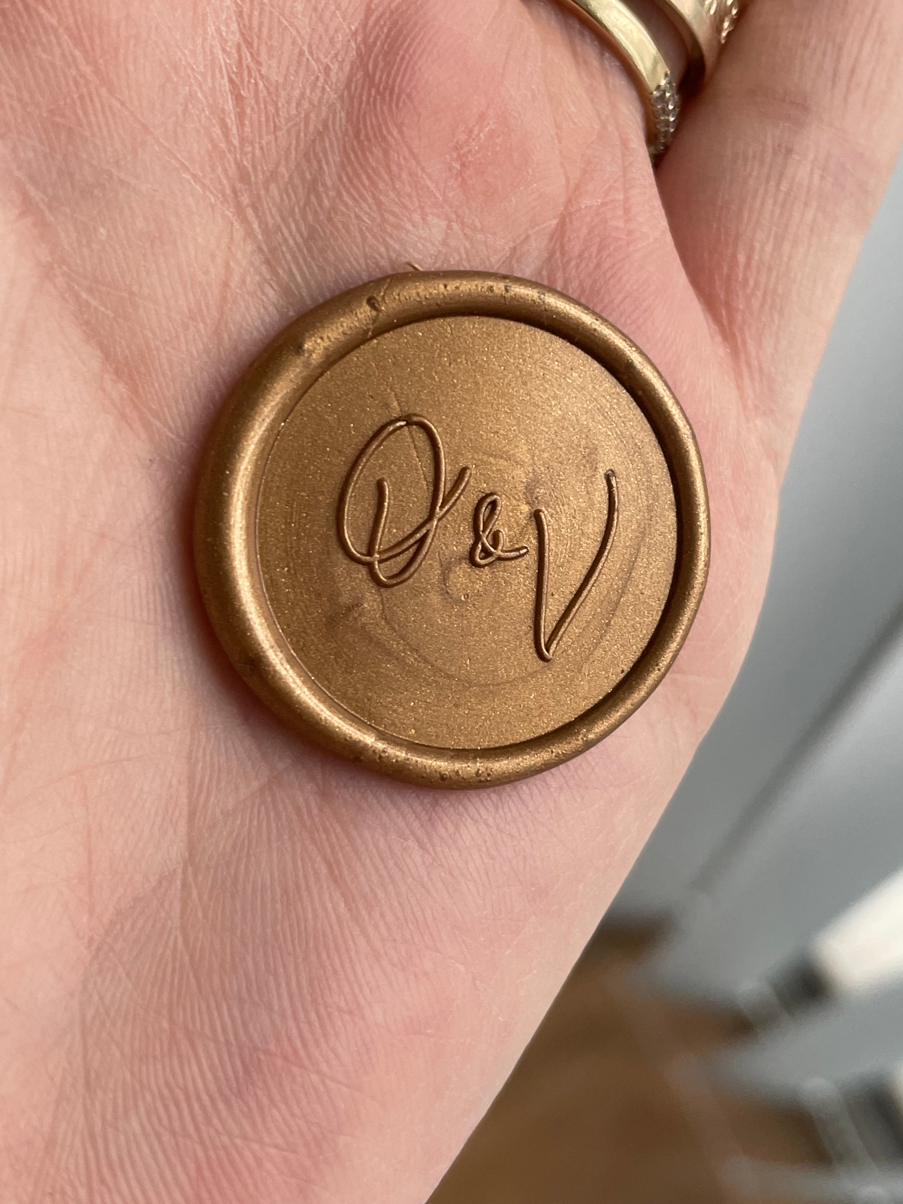 Sceaux de cire personnalisés avec monogramme de mariage (25 mm) - 35 pièces