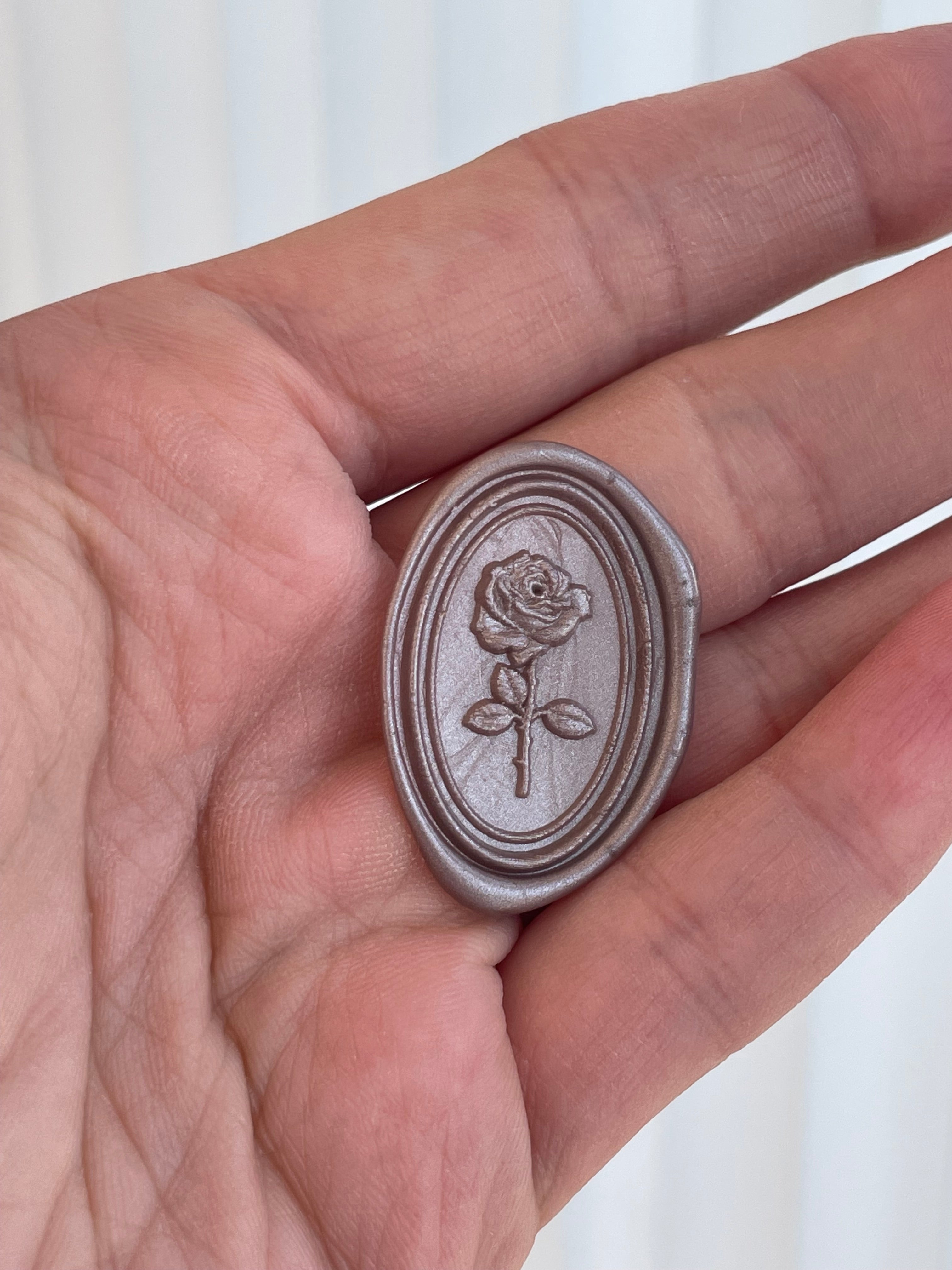 3D Rose - oval self adhesive wax seals - 35 pcs