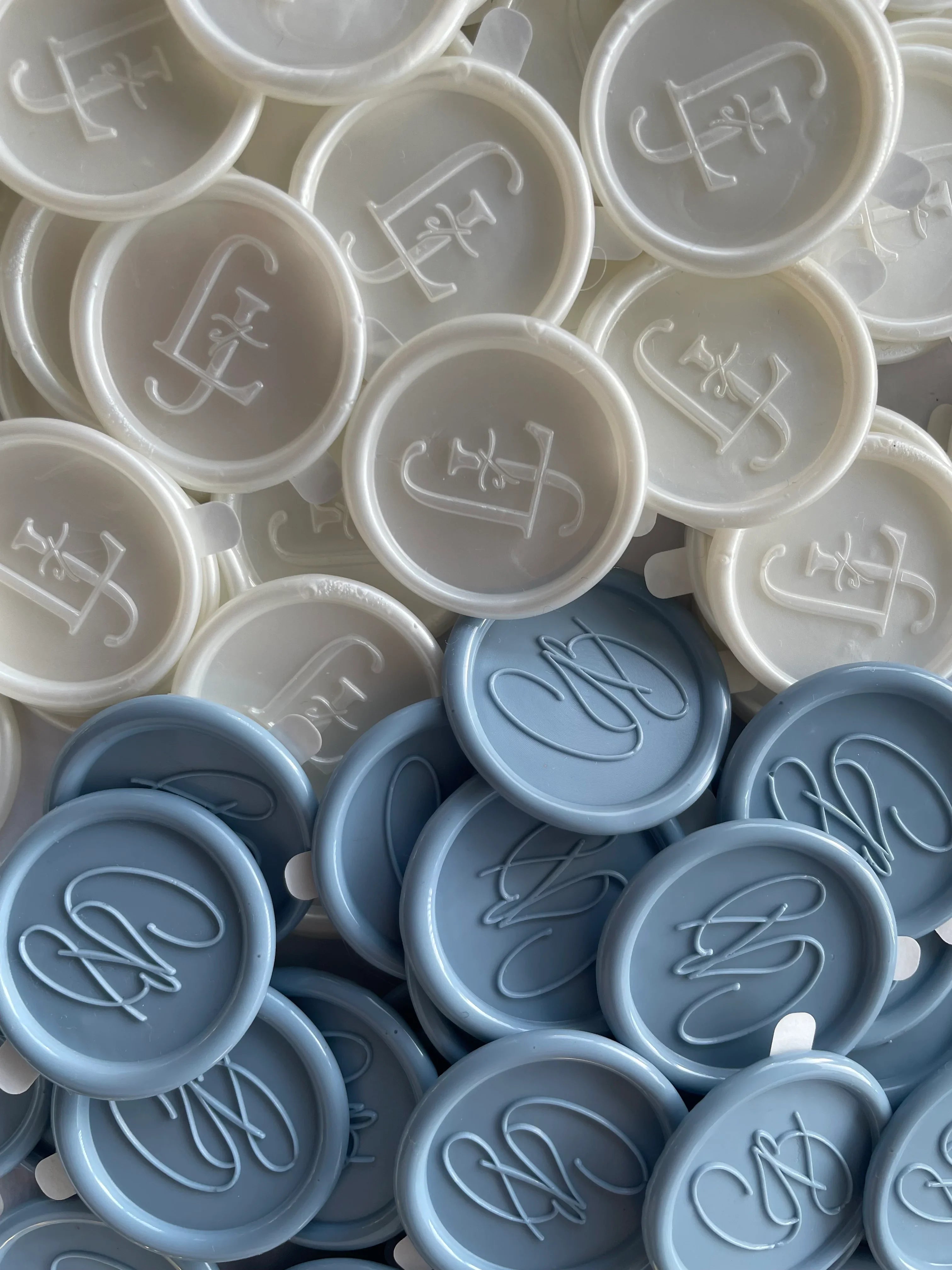 Sceaux de cire personnalisés avec votre motif (25 mm) - 35 pièces