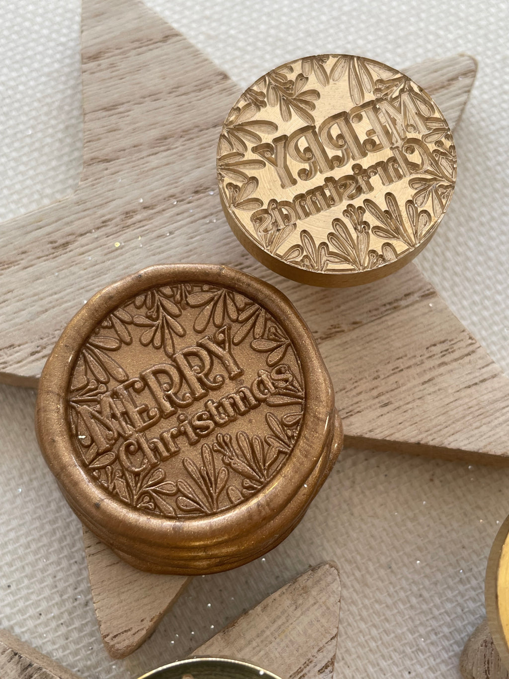 Merry Christmas with mistletoes - Christmas wax seal stamp