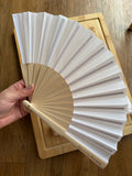 Custom laser engraved wood fan with cotton fabric
