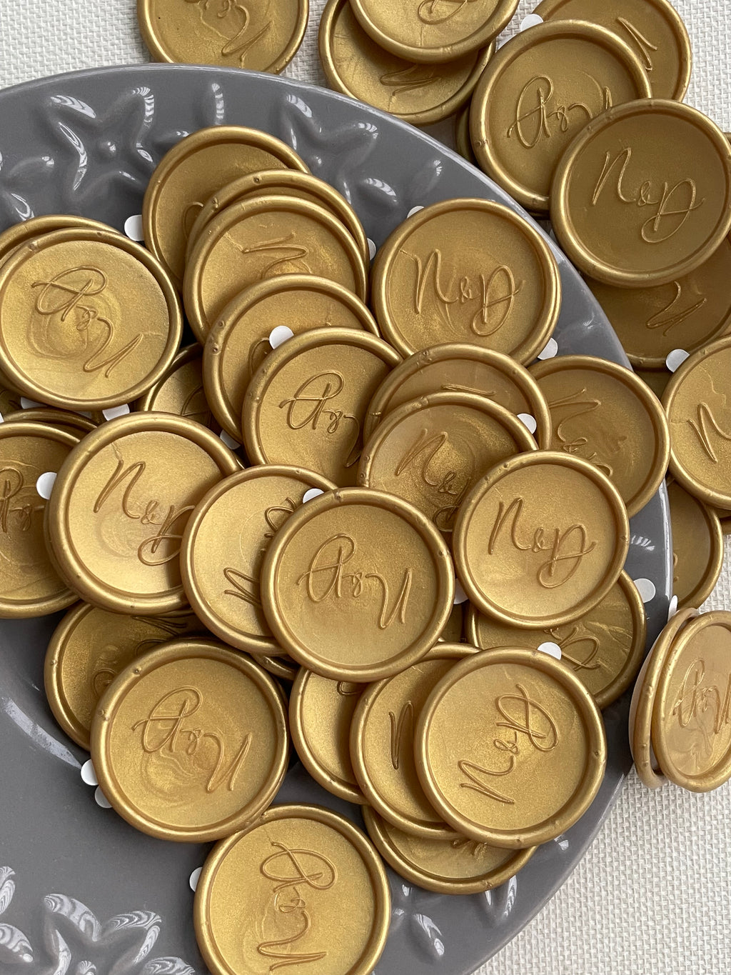 Sceaux de cire personnalisés avec monogramme de mariage (25 mm) - 35 pièces