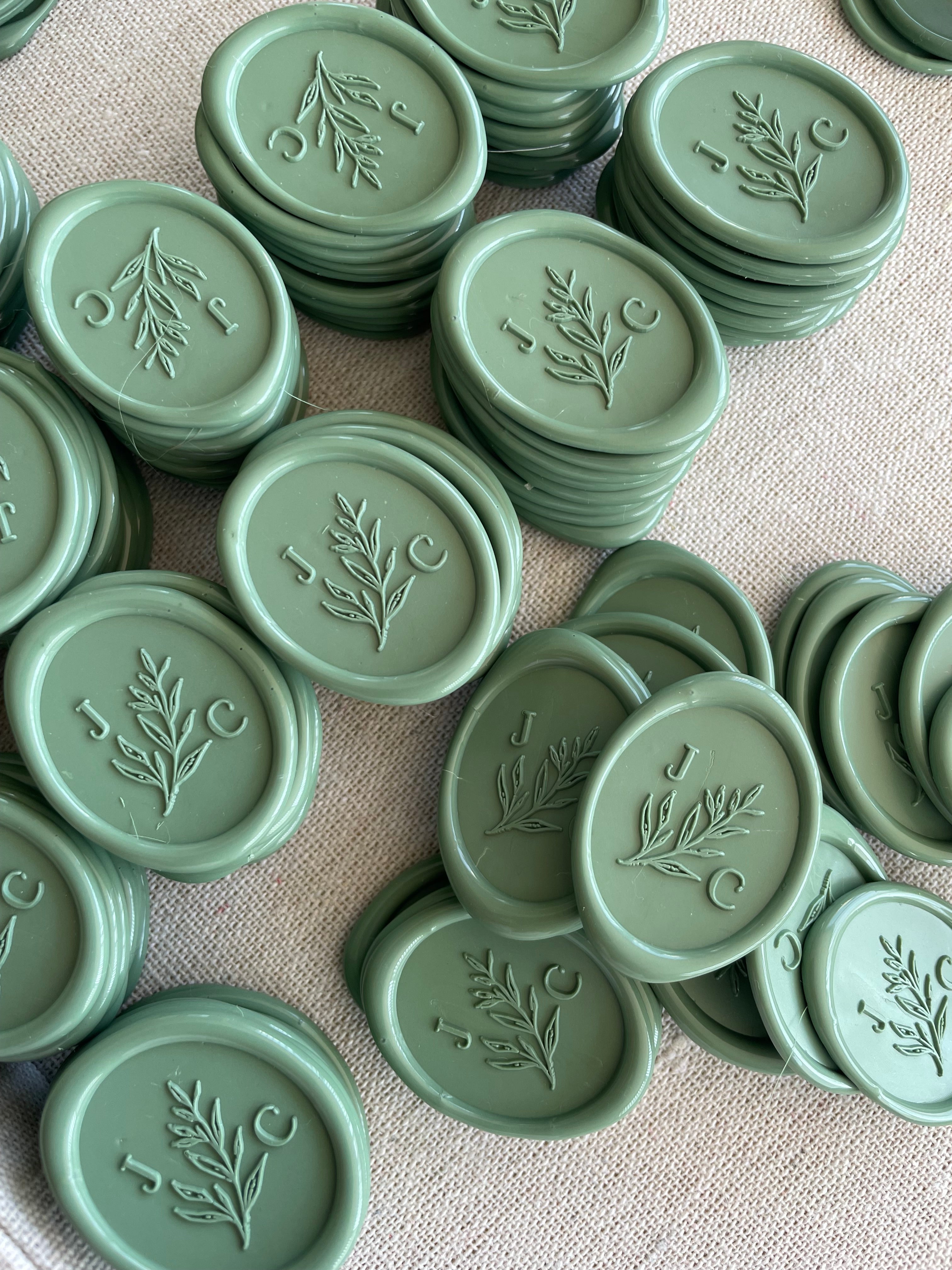 Semi Custom wedding monogram oval Wax Seals with your design - 35 pcs