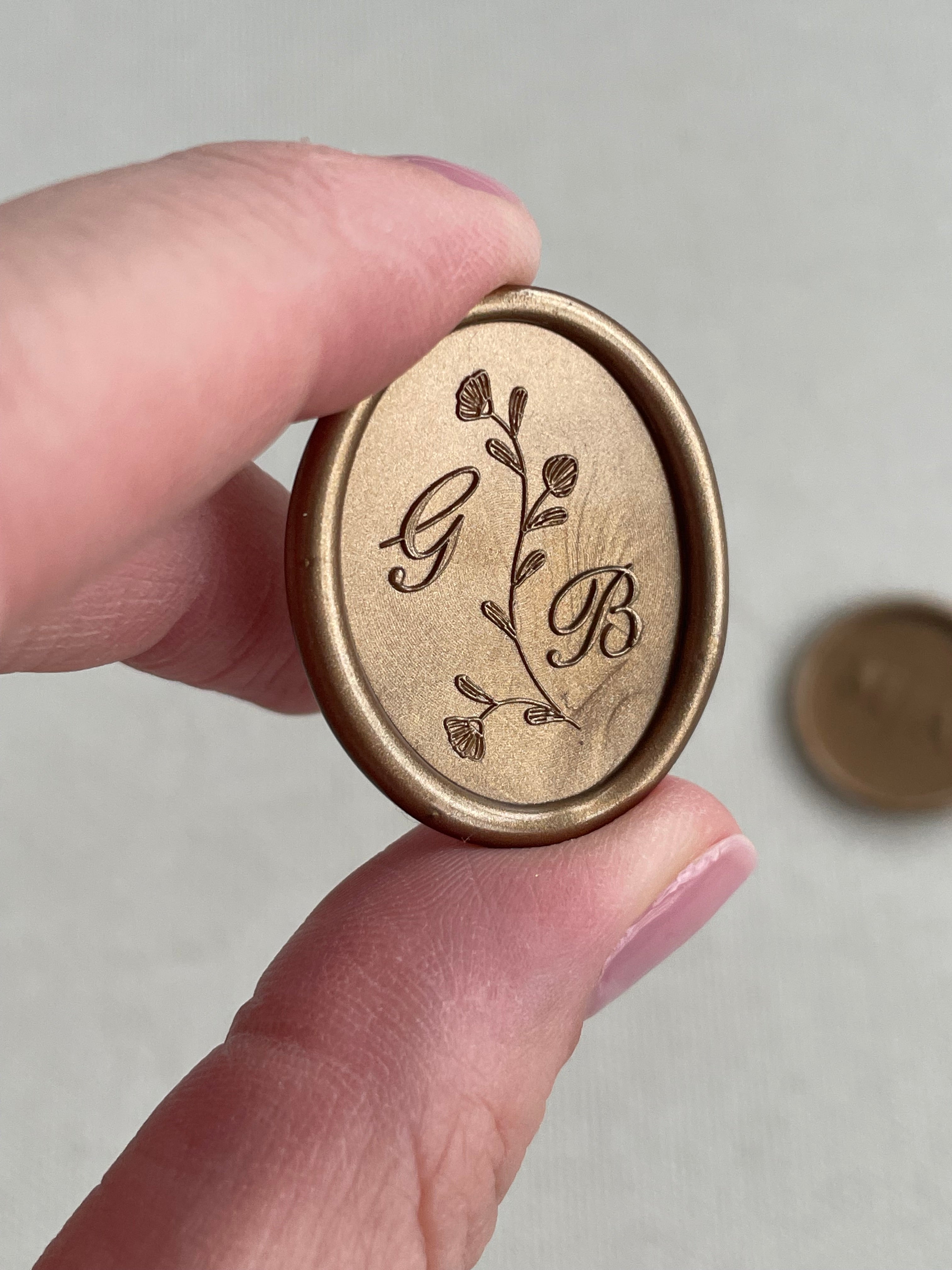 Semi Custom wedding monogram oval Wax Seals with your design - 35 pcs