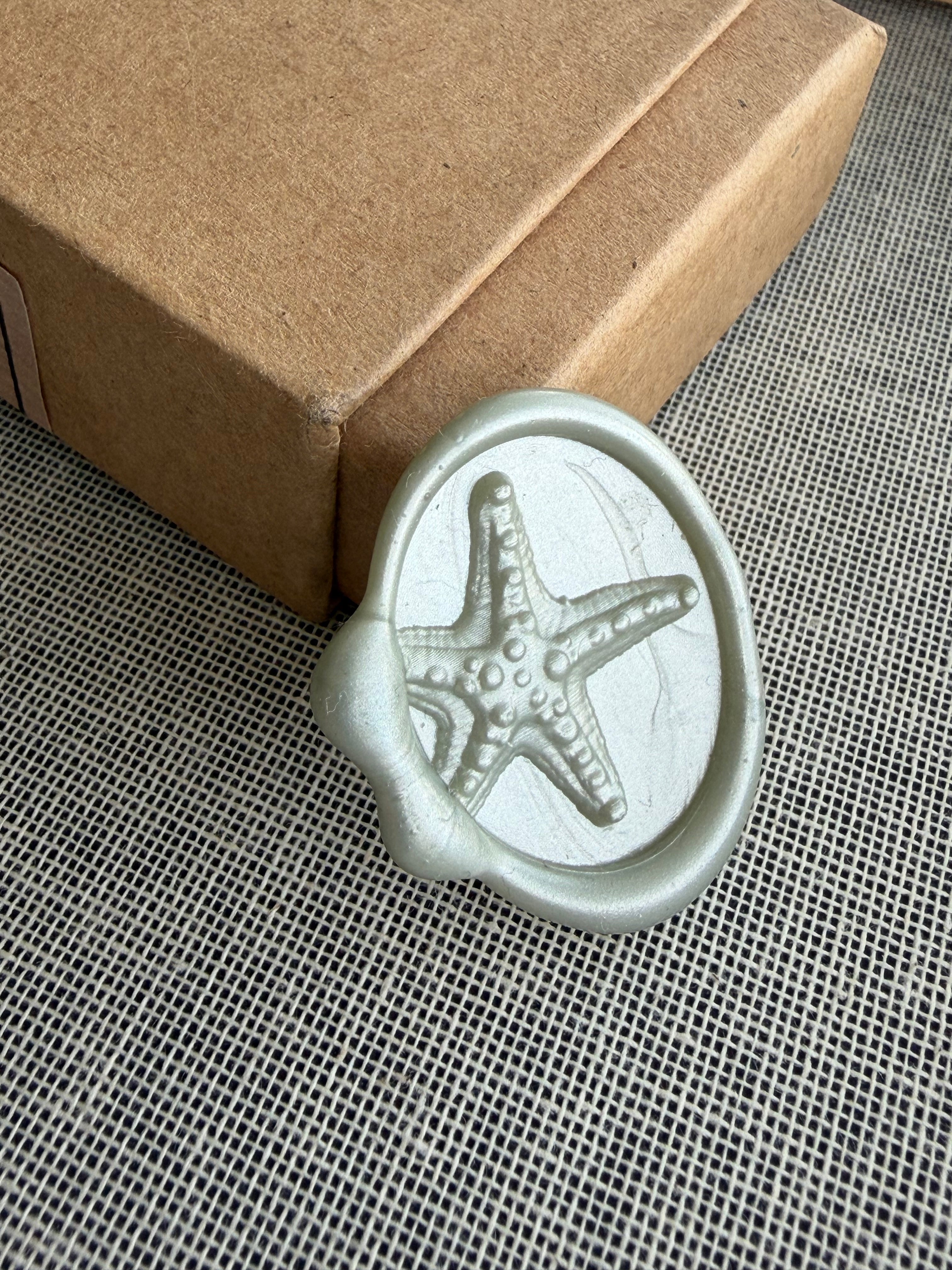 Starfish 3D oval Self-Adhesive Wax Seals Handmade for wedding Invitations