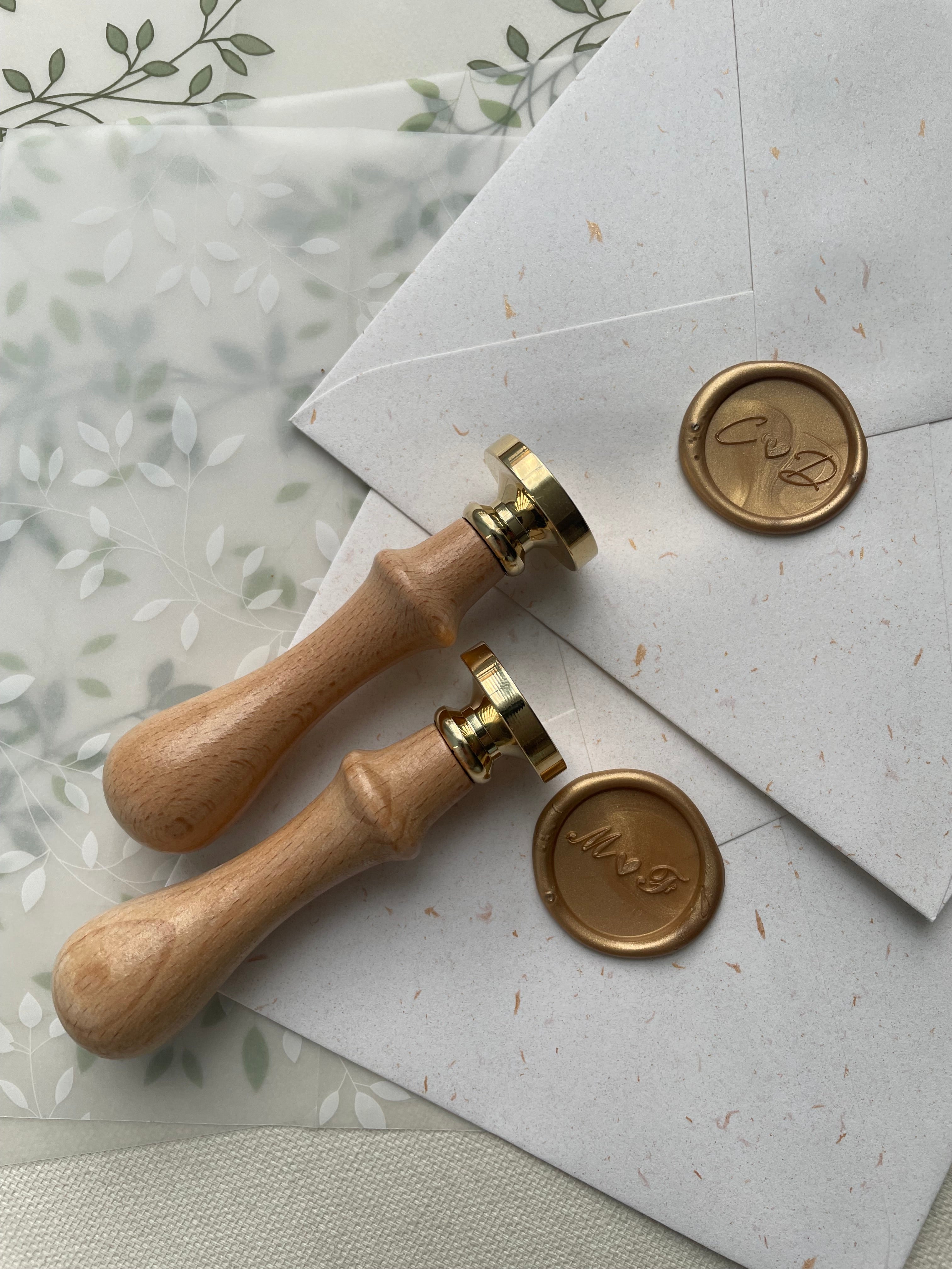 Initiales personnalisées avec petit cœur - Tampon de cire - Monogramme de mariage / Tampon de cire Leola