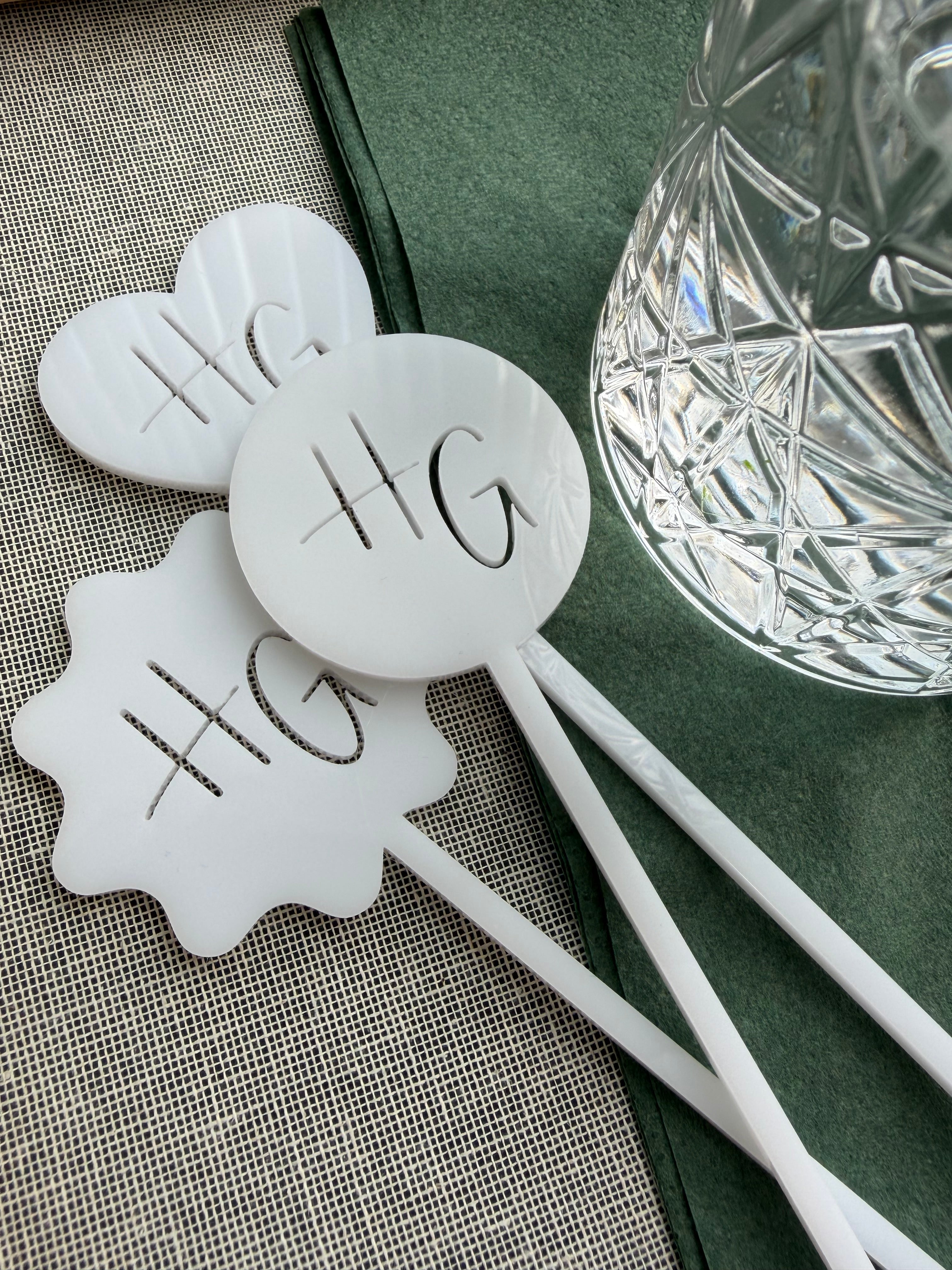 Custom Laser Cut Acrylic Drink Stirrers – Personalized Initials, Wedding Barware