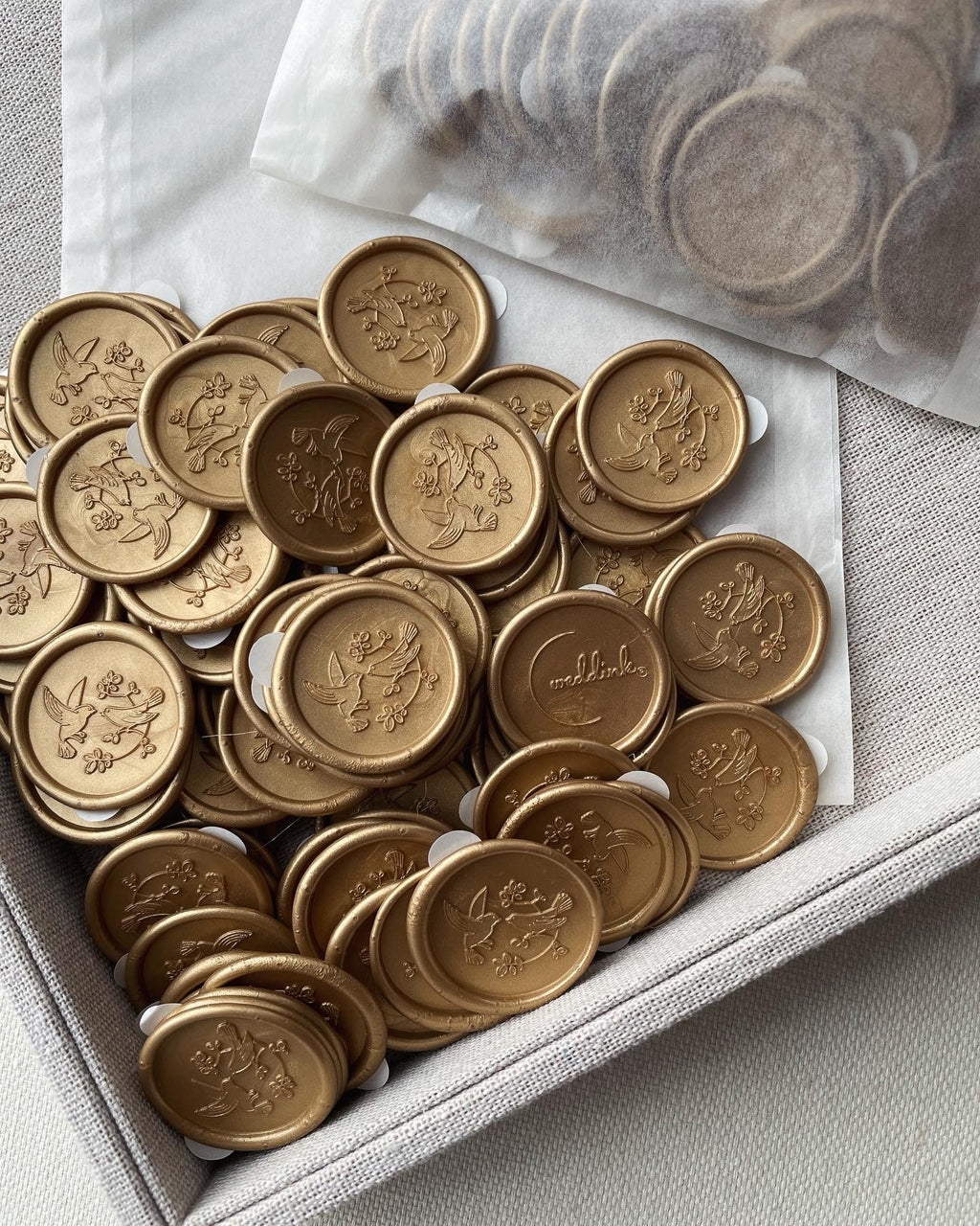 Oiseaux amoureux - Sceaux de cire autocollants - 35 pièces