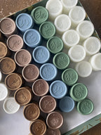 Sceaux de cire personnalisés avec votre motif (25 mm) - 35 pièces