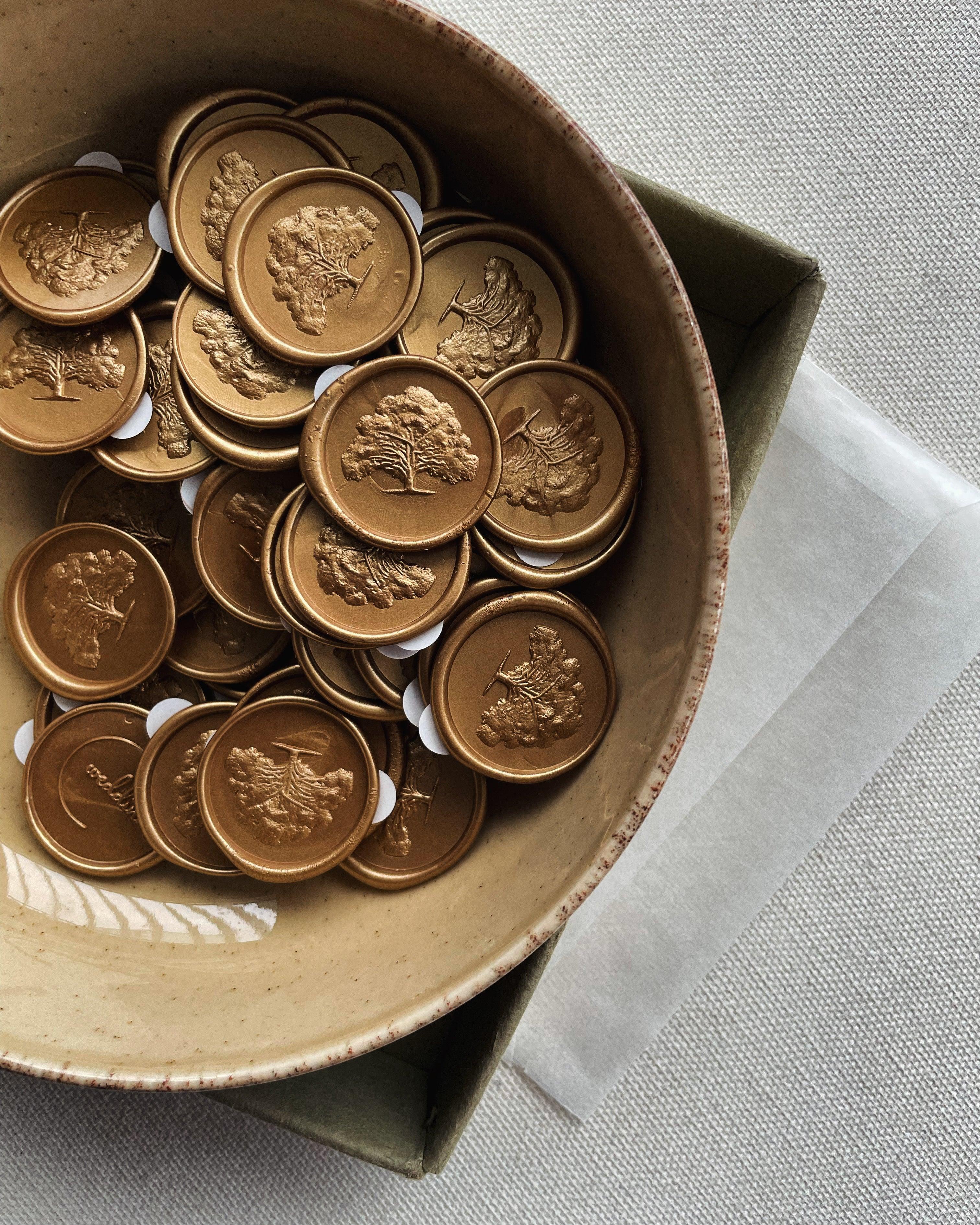 3D Oak tree - Self adhesive wax seals - 35 pcs