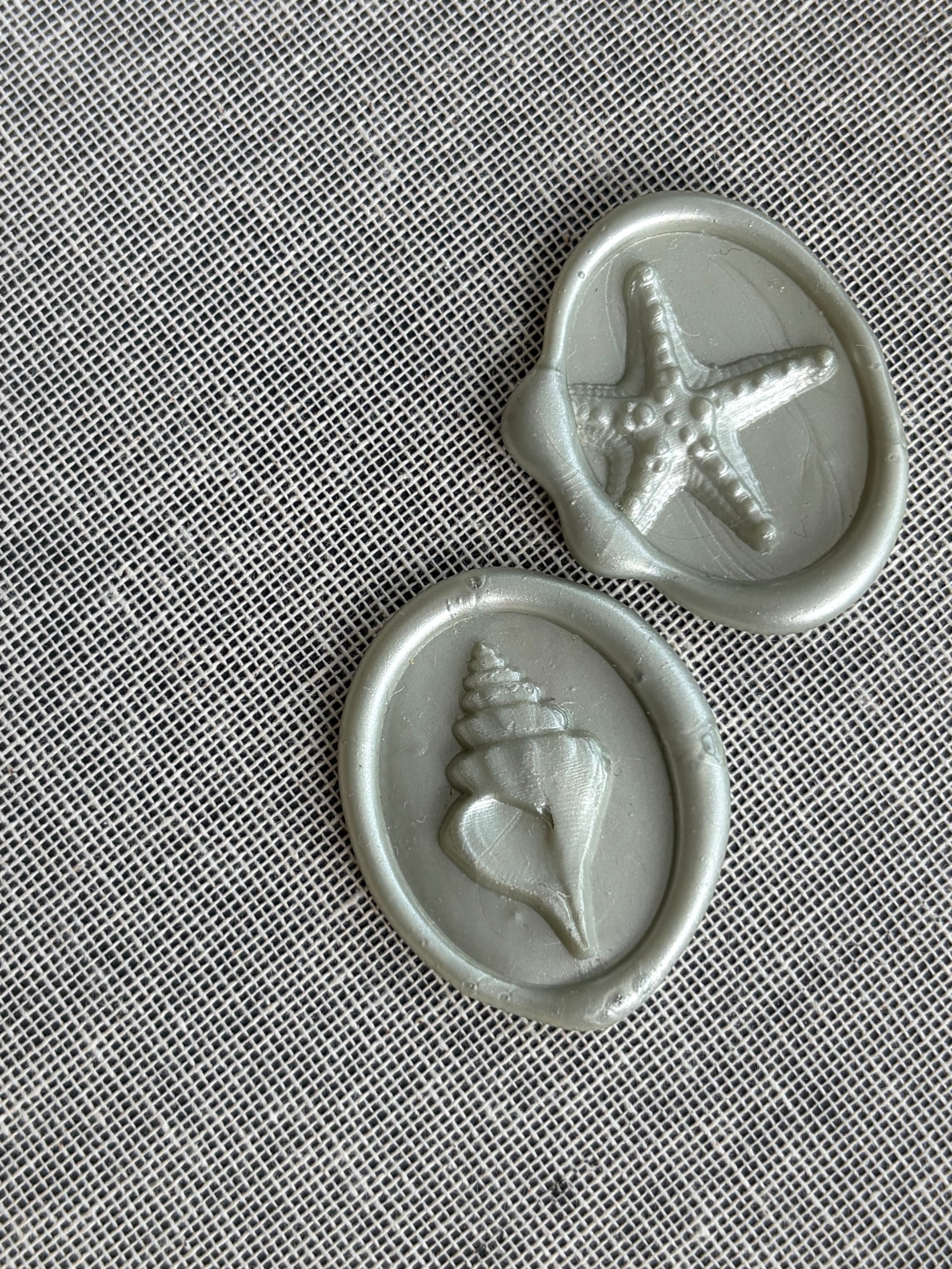 Starfish 3D oval Self-Adhesive Wax Seals Handmade for wedding Invitations
