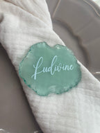 Sea glass place card for weddings with custom UV print