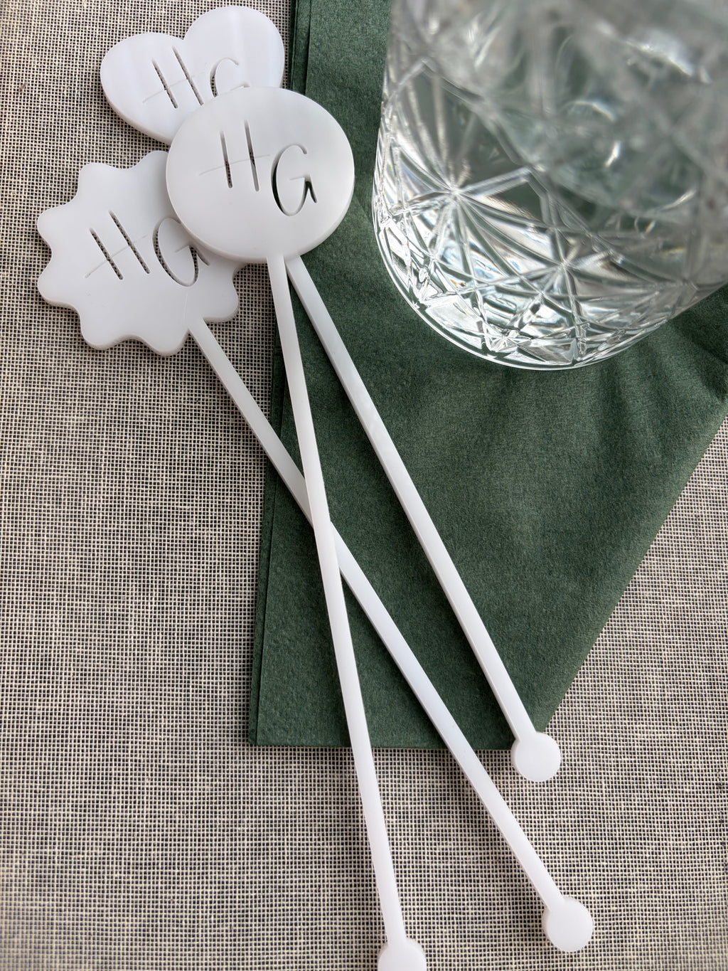 Custom Laser Cut Acrylic Drink Stirrers – Personalized Initials, Wedding Barware