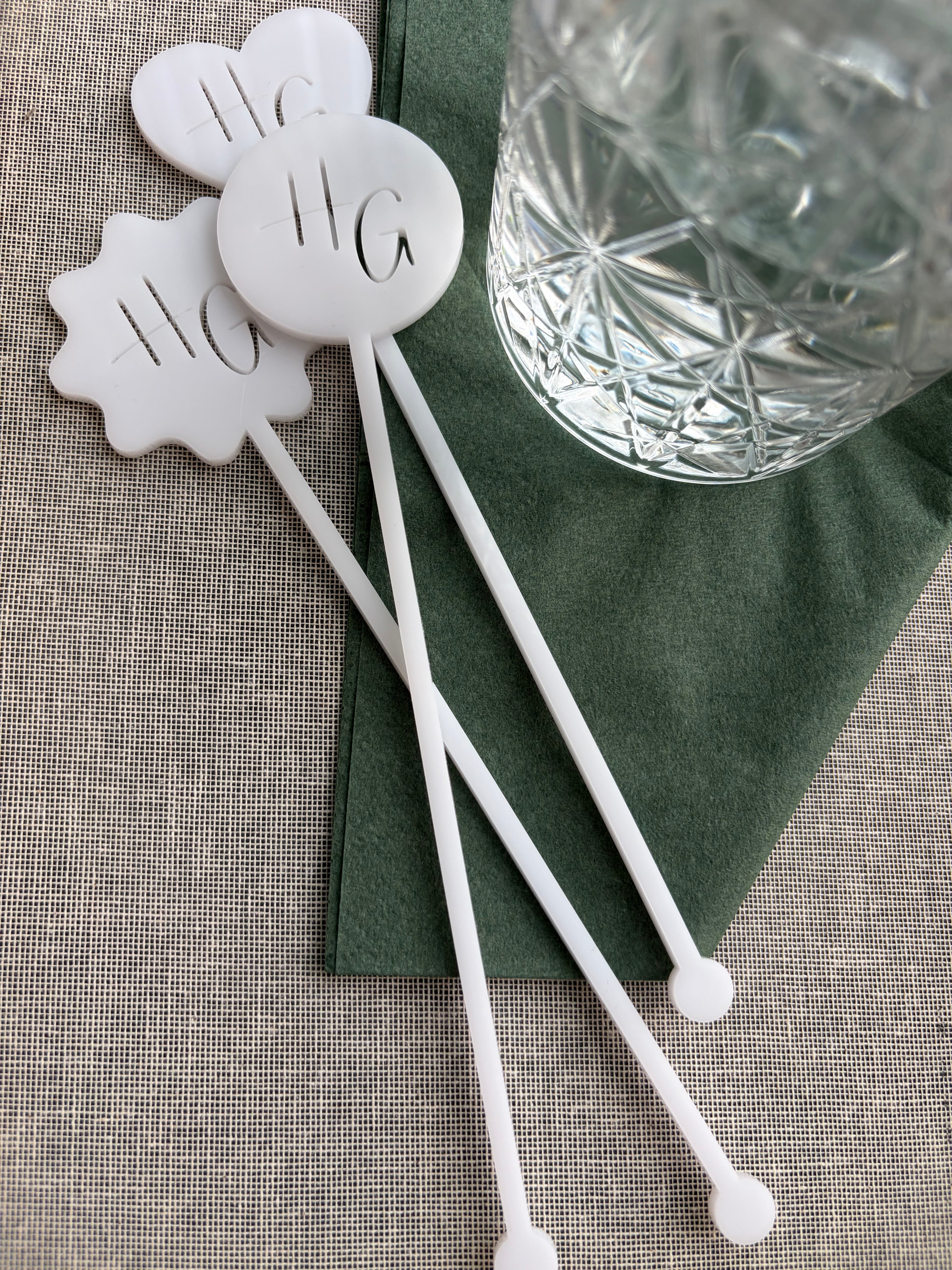 Custom Laser Cut Acrylic Drink Stirrers – Personalized Initials, Wedding Barware
