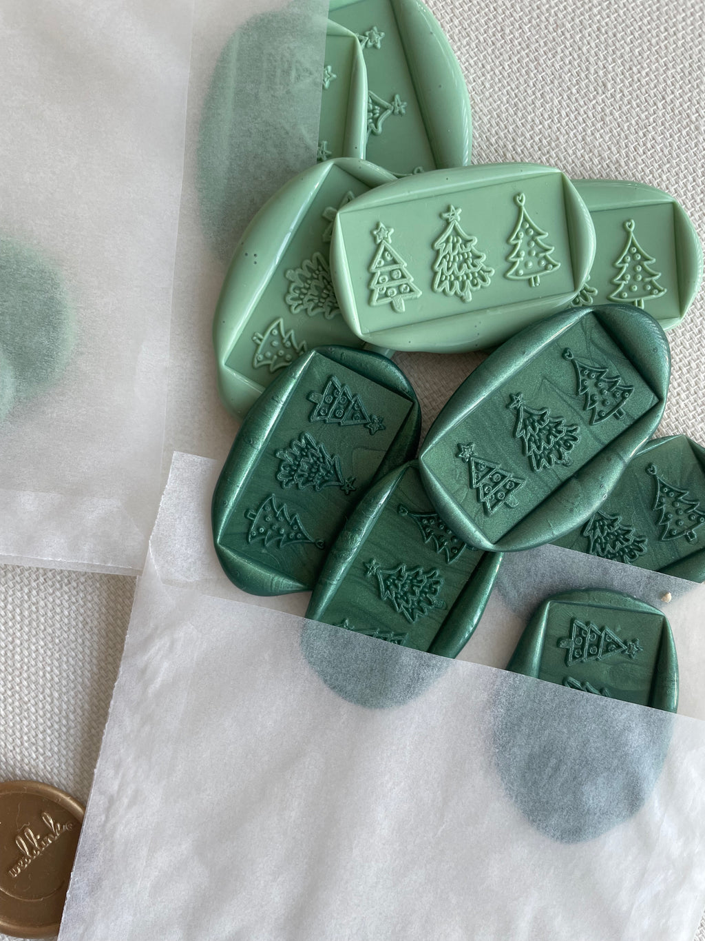 Christmas trees rectangular wax seal stamp