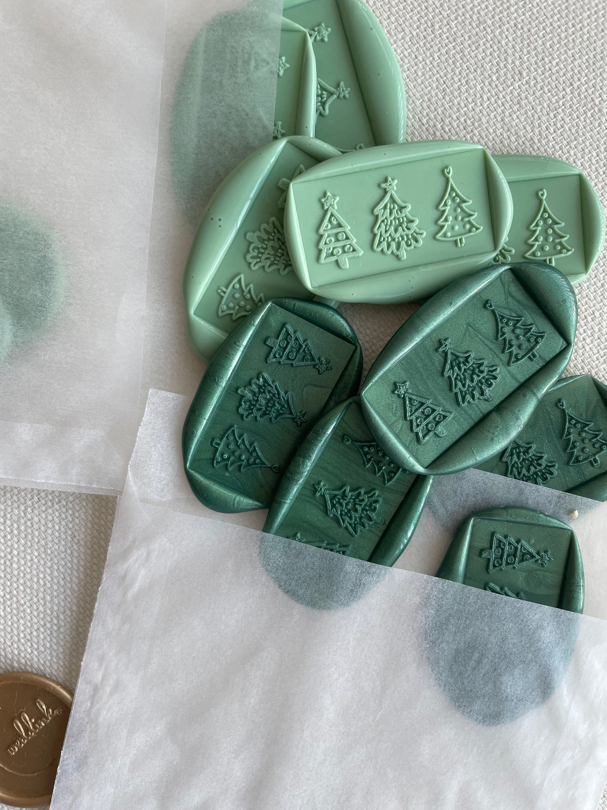Christmas trees rectangular wax seal stamp