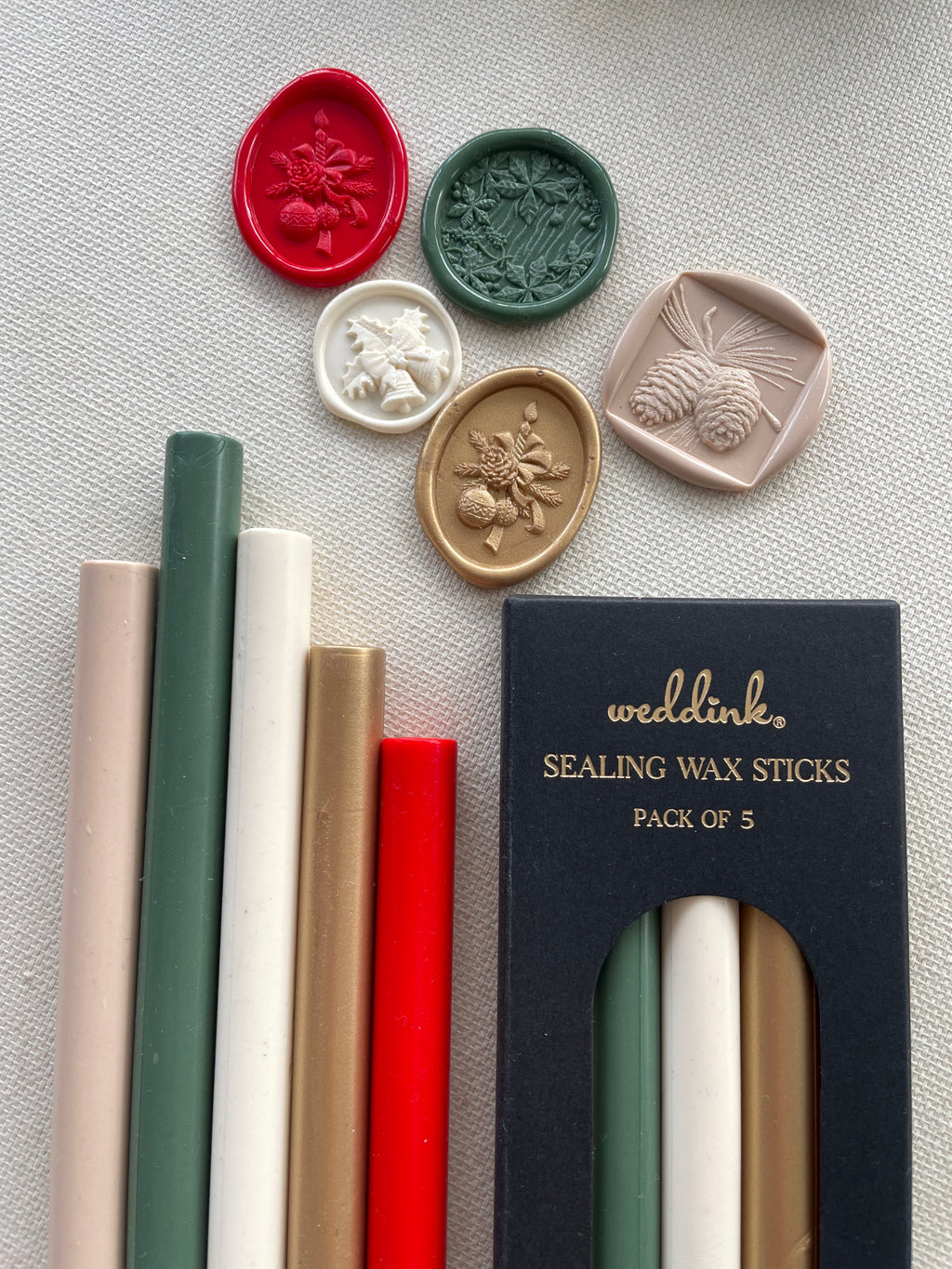 Christmas sealing wax sticks/ Festive colors wax sticks/ pack of 5/ Christmas wax sticks