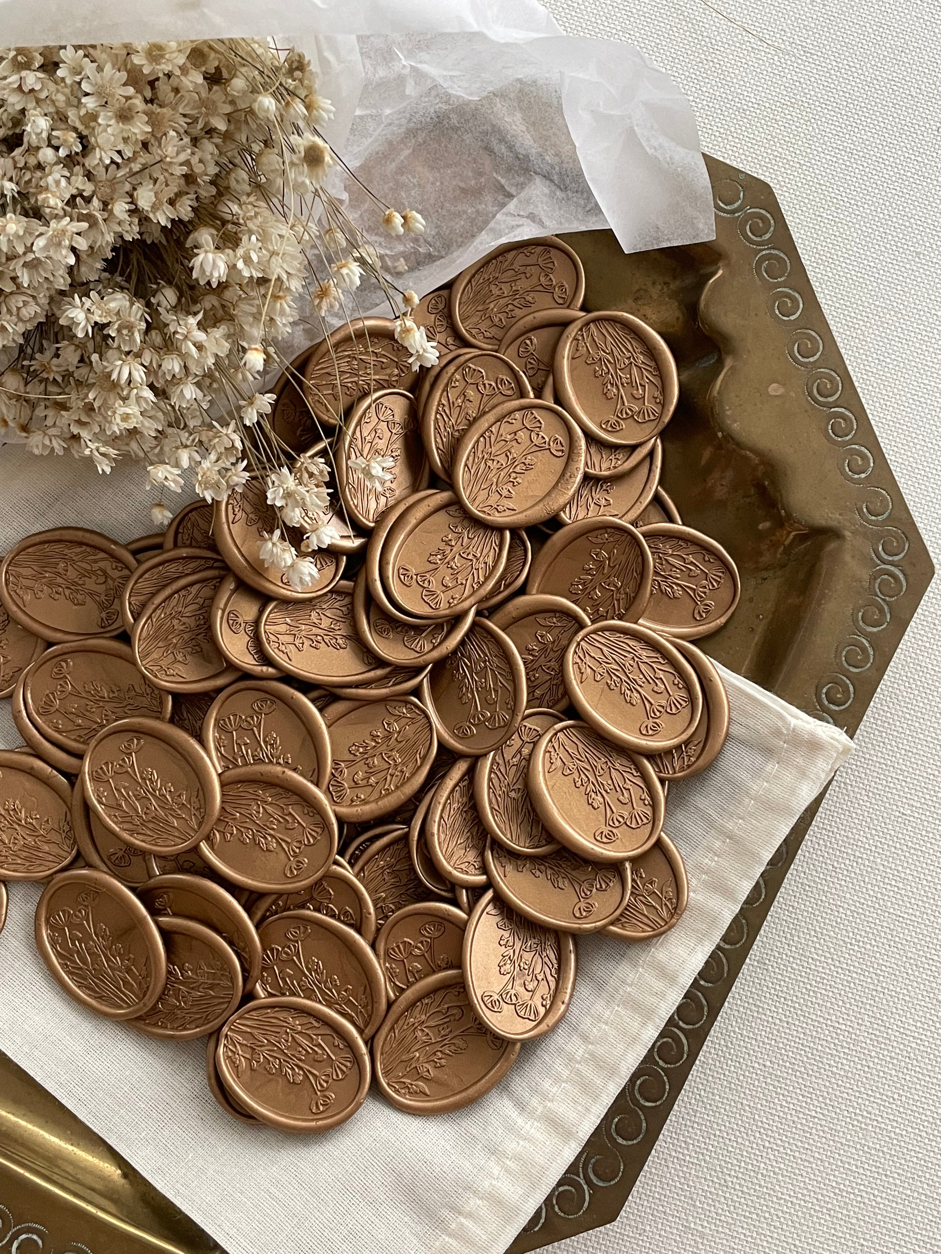 Champ sauvage - Sceaux de cire autocollants ovales - 35 pièces