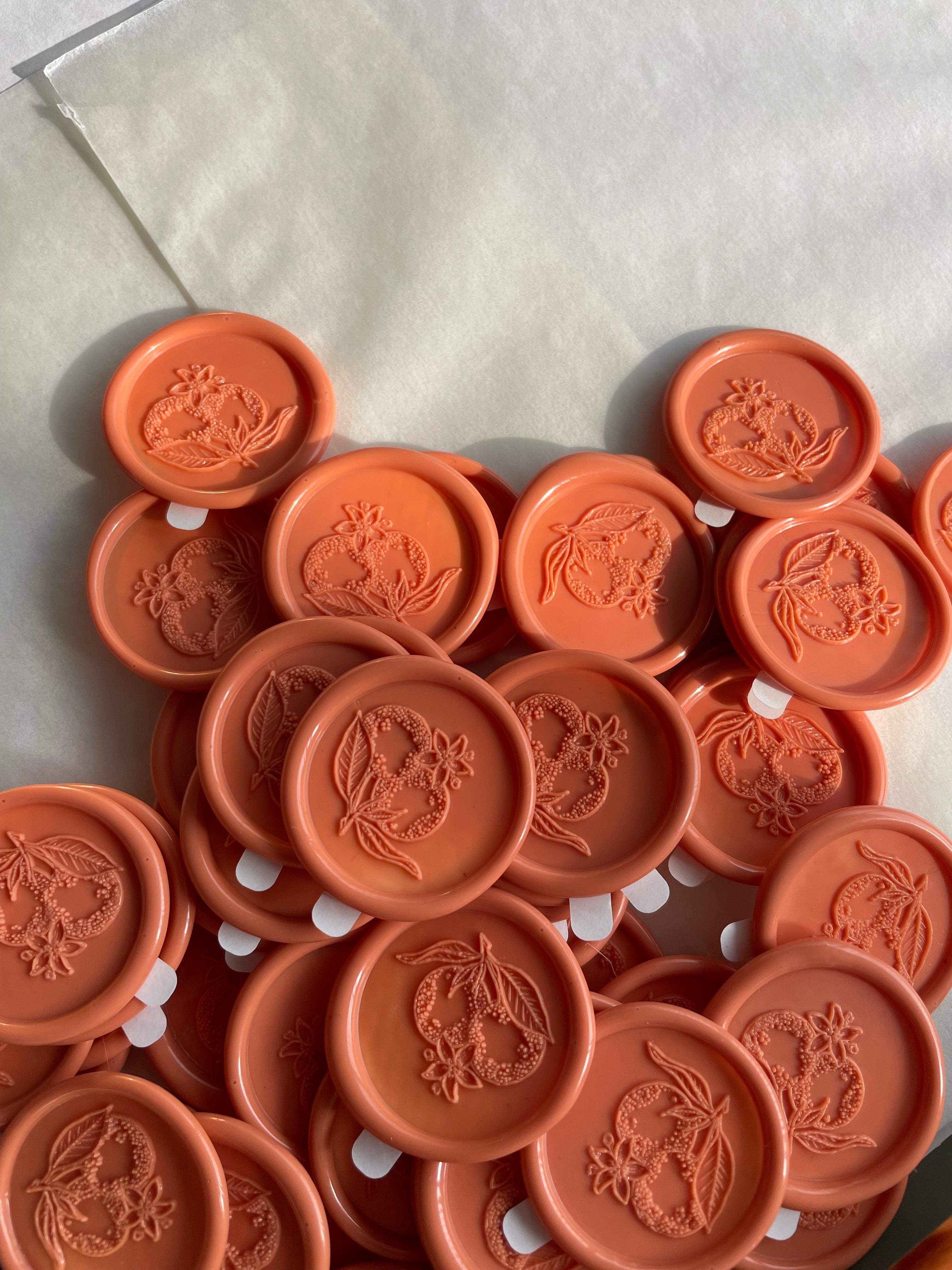 Oranges - self adhesive wax seals - 35 pcs
