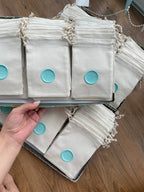 Personalized Cotton Favor Bags with Wax Seal, Custom Initial Drawstring Pouch