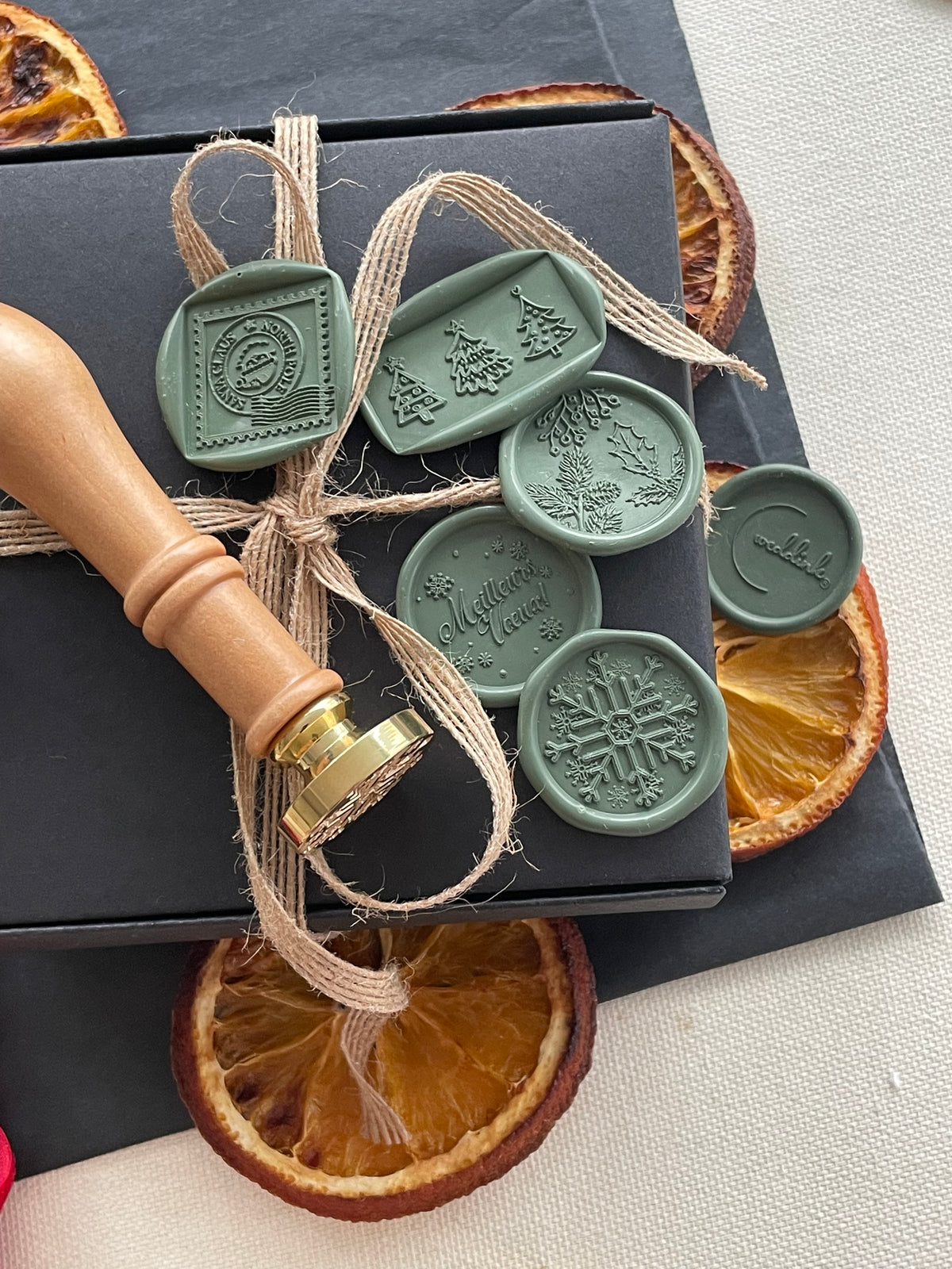 Christmas trees rectangular wax seal stamp