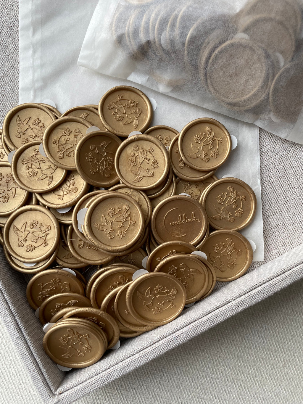 Oiseaux amoureux - Sceaux de cire autocollants - 35 pièces