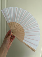 Custom laser engraved wood fan with cotton fabric