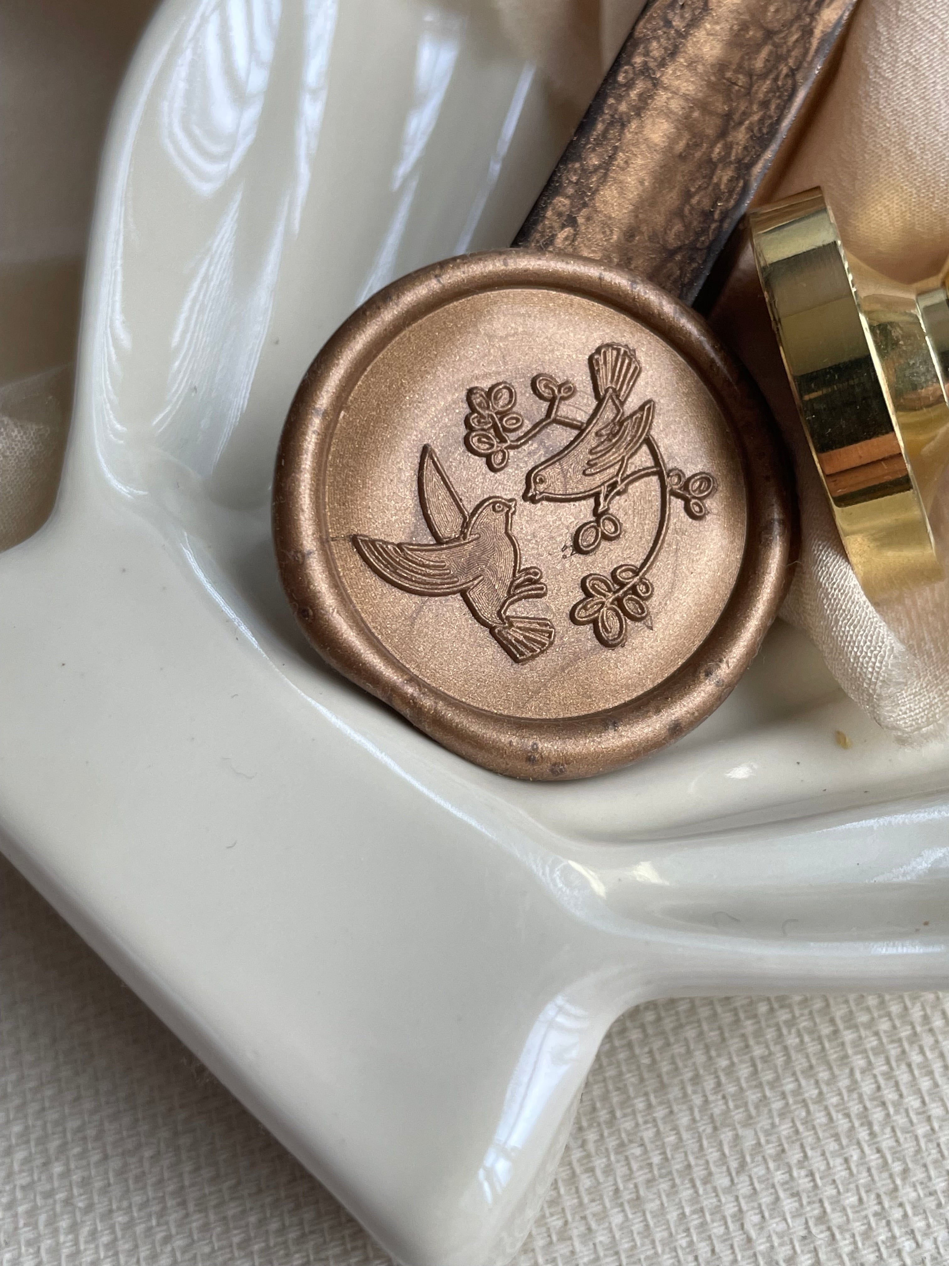 Oiseaux amoureux - Sceaux de cire autocollants - 35 pièces