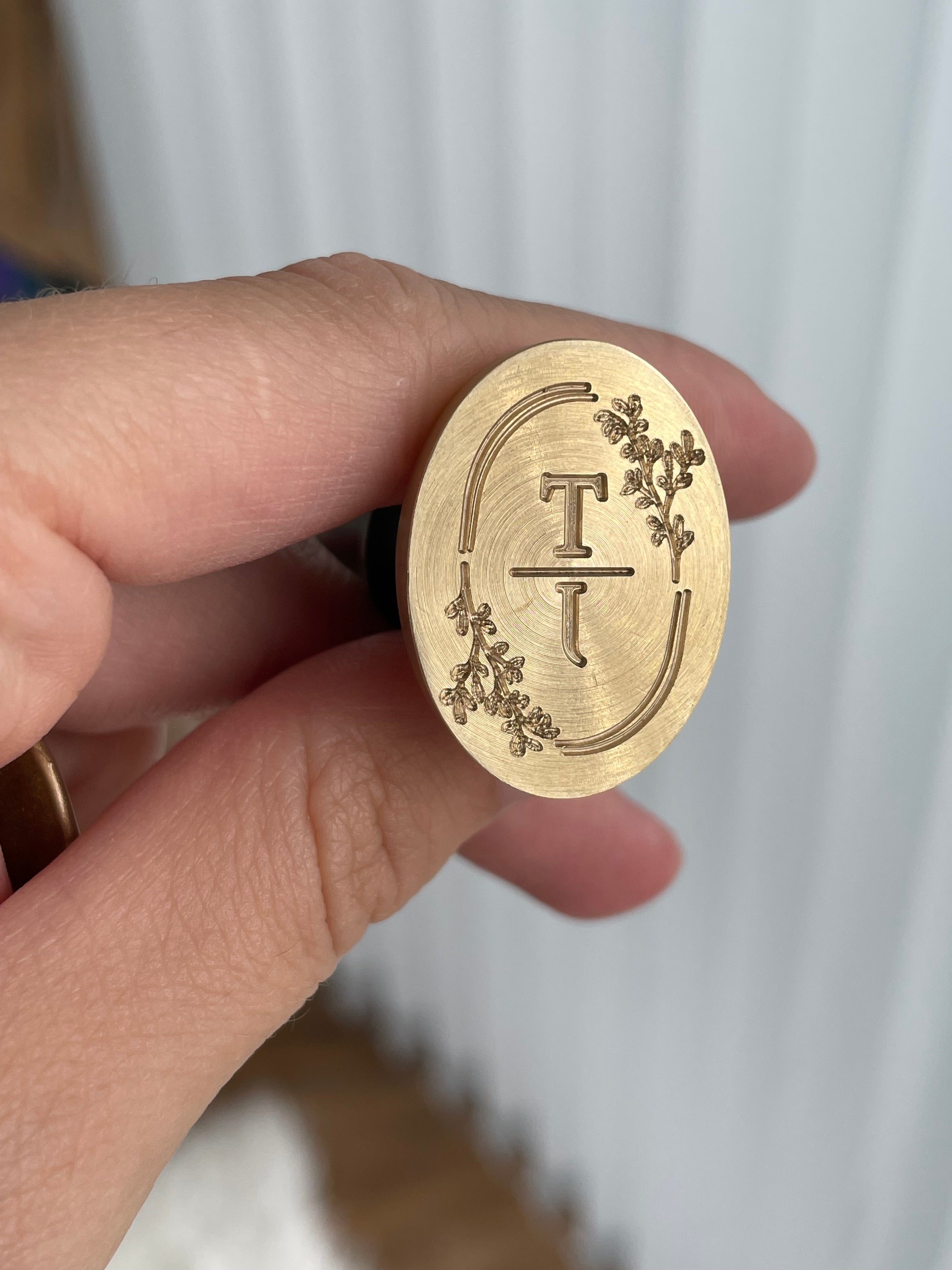Tampon de cire ovale personnalisé avec initiales - Monogramme de mariage / Tampon de cire Leola