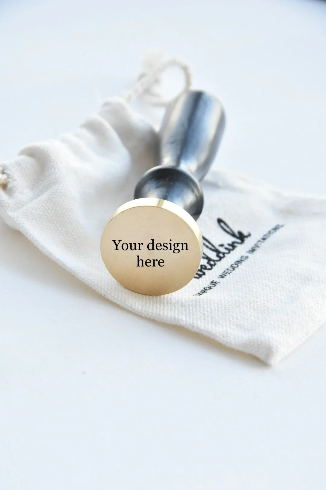 Custom wax seal stamp with engraved logo for wedding invitations and branding