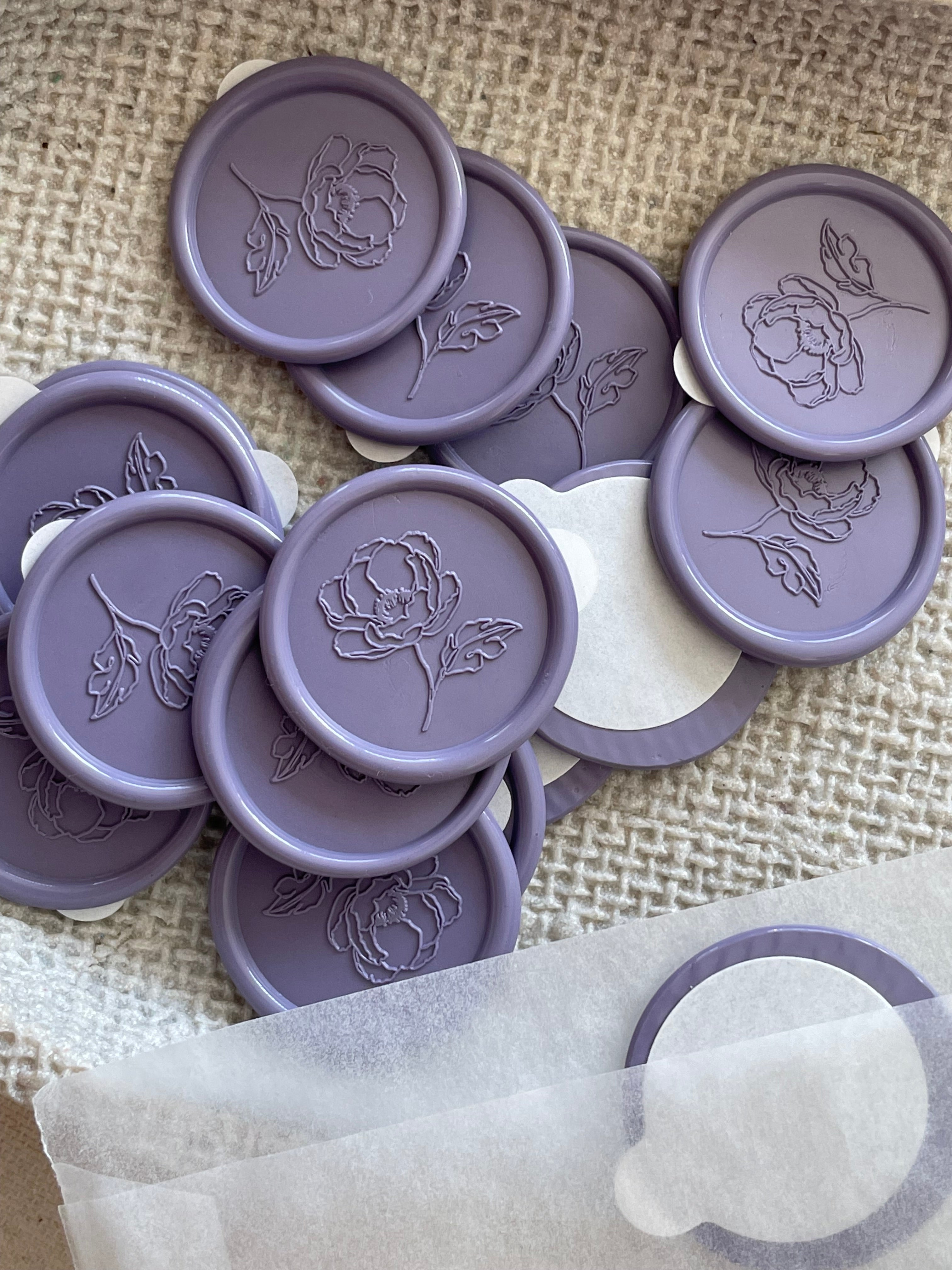 Blooming poppy - Self adhesive wax seals - 35 pcs