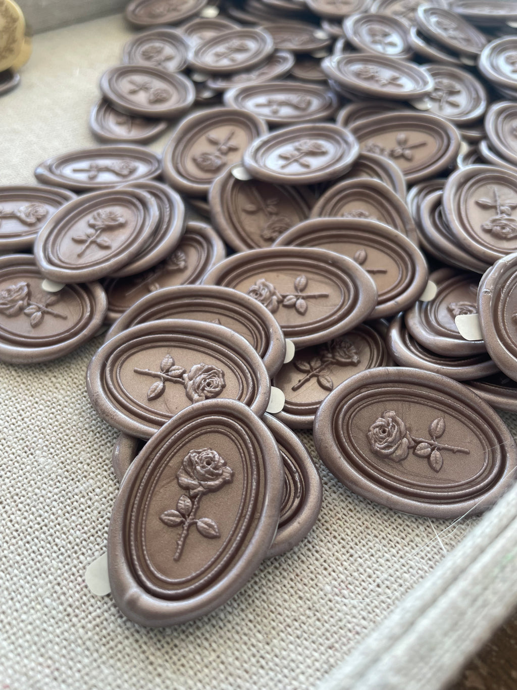 3D Rose - oval self adhesive wax seals - 35 pcs