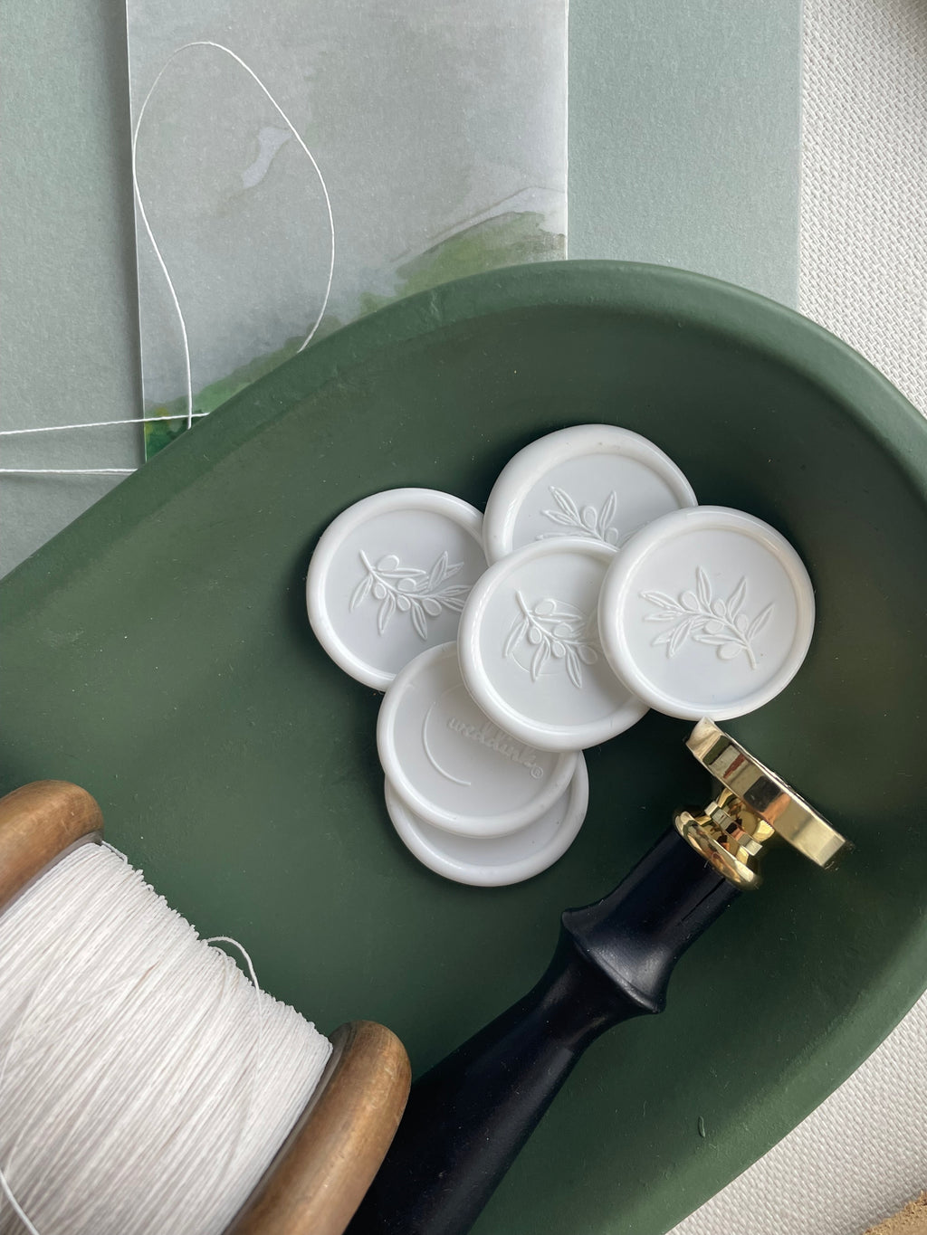 Feuille d'olivier - Sceaux de cire autocollants - 35 pièces