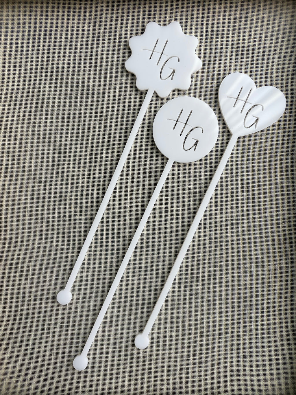 Custom Laser Cut Acrylic Drink Stirrers – Personalized Initials, Wedding Barware