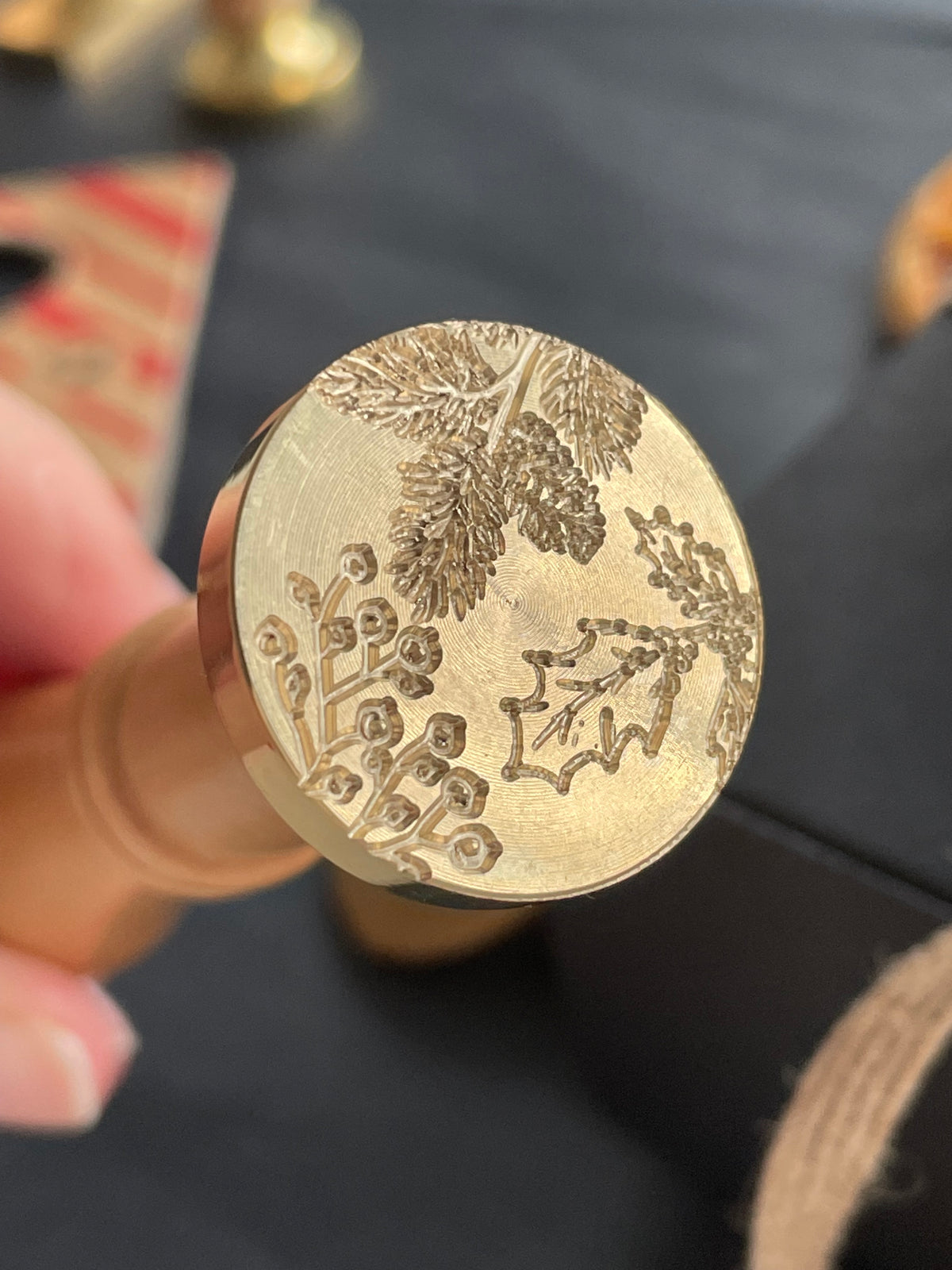 Christmas greenery wax seal stamp