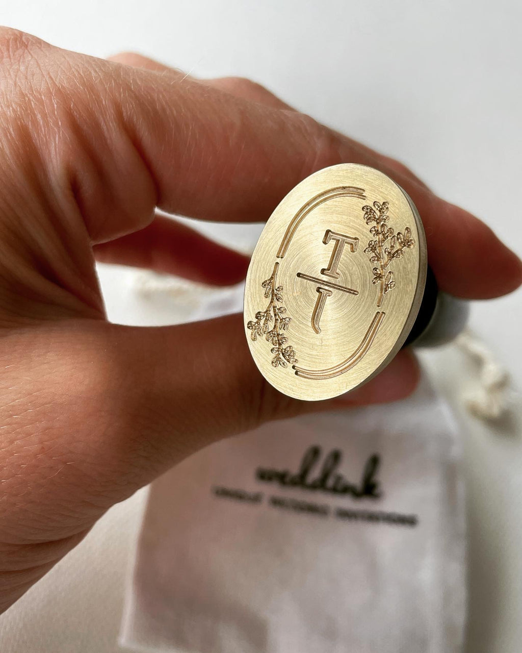 Tampon de cire ovale personnalisé avec initiales - Monogramme de mariage / Tampon de cire Leola