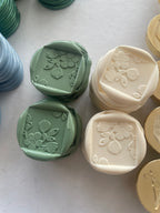 Floral square - MINI 2 x 2 cm Self adhesive wax seals - 35 pcs