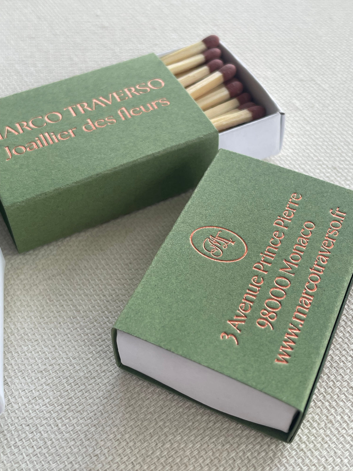 Custom hot foil printed Matchboxes