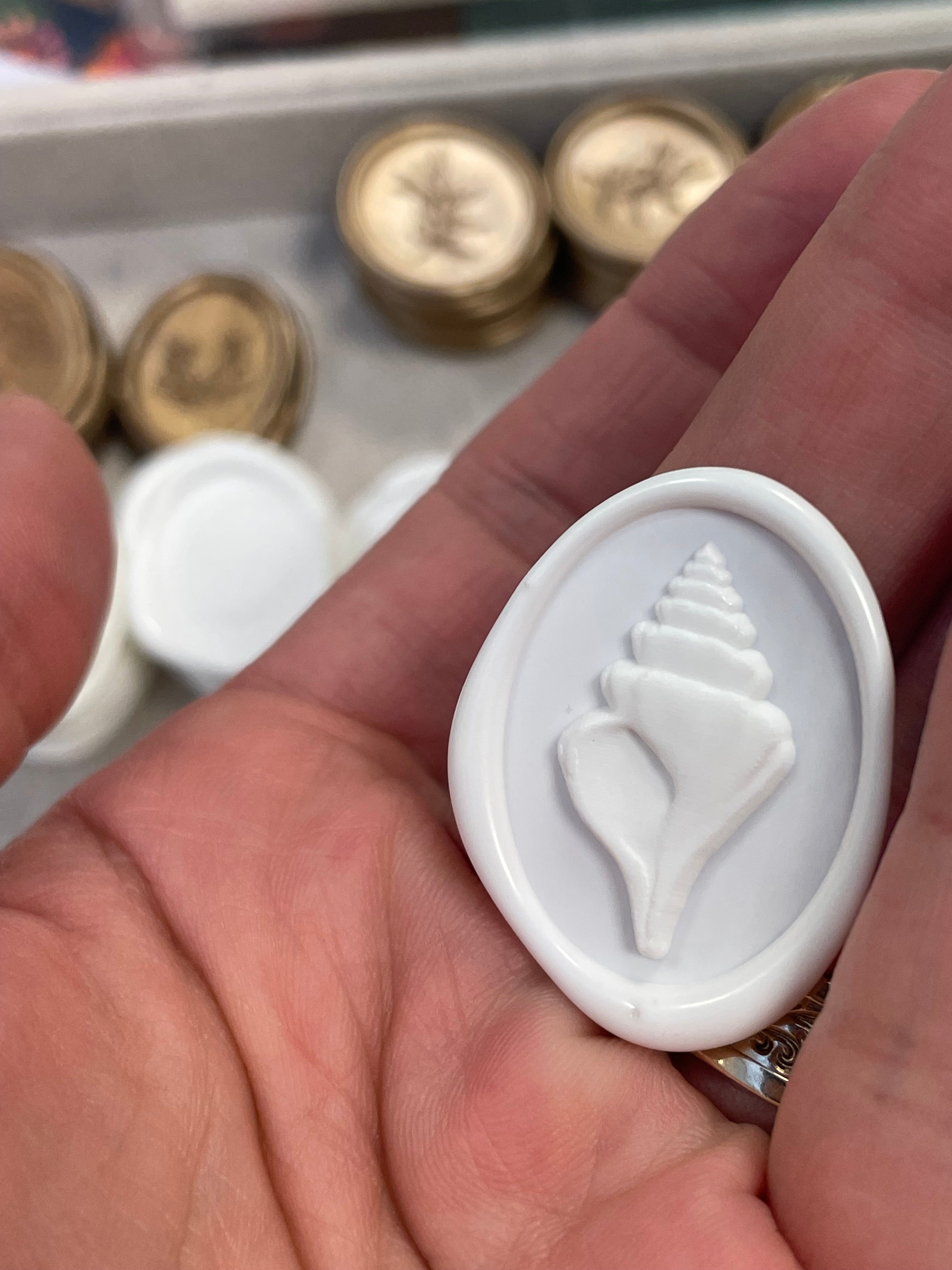 Shell oval Self-Adhesive Wax Seals Handmade for wedding Invitations