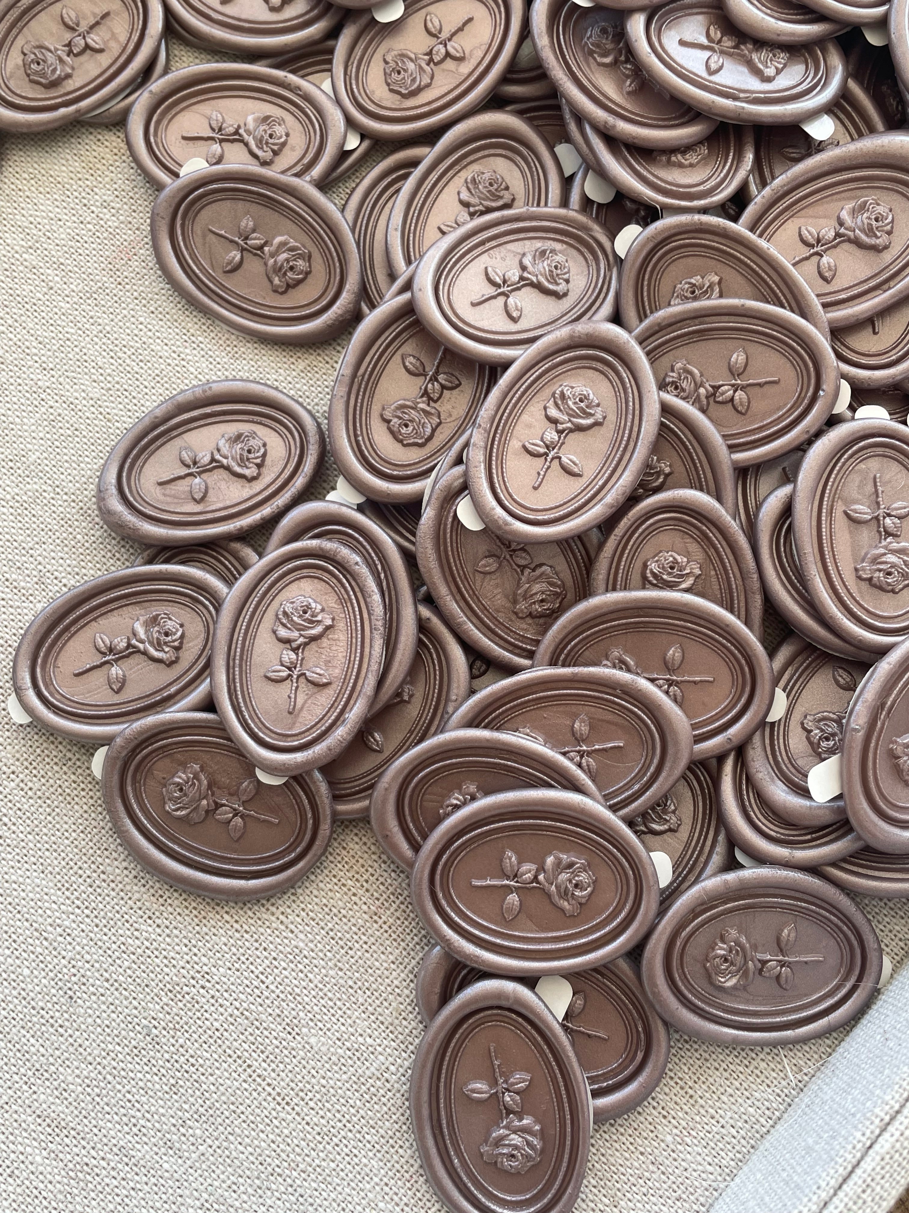 3D Rose - oval self adhesive wax seals - 35 pcs