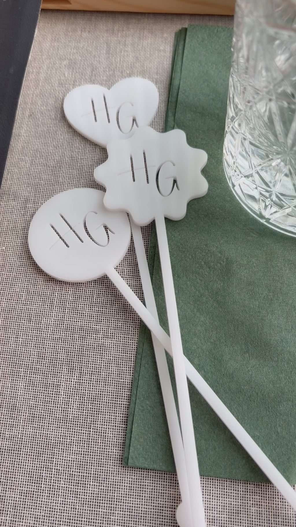 Custom Laser Cut Acrylic Drink Stirrers – Personalized Initials, Wedding Barware